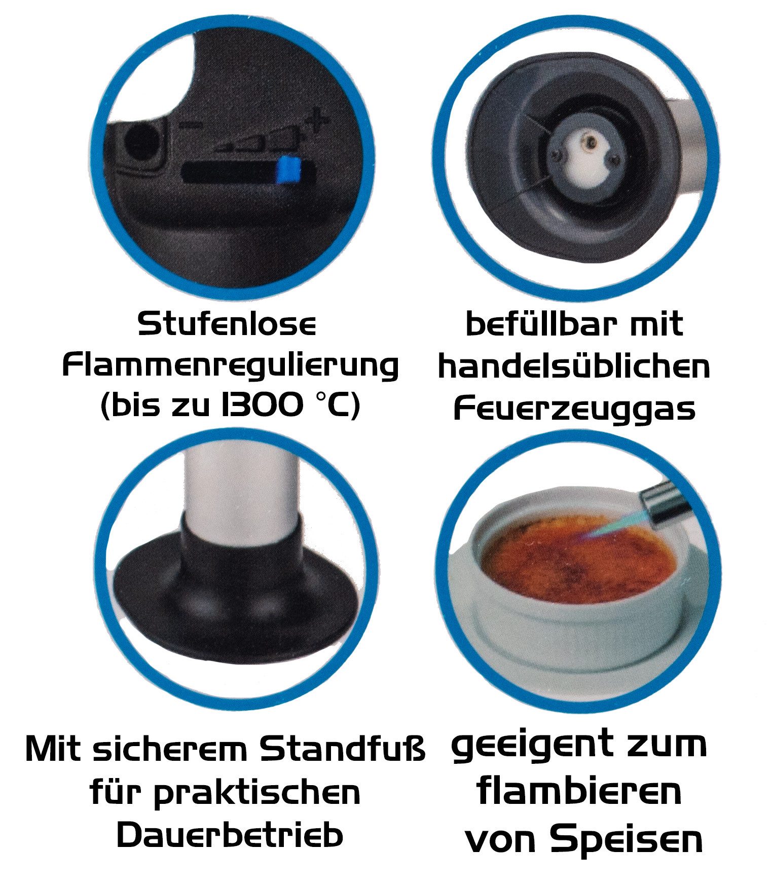 TruWare Flambierbrenner – Küchenbrenner - Nachfüllbar Bis 1300 °C, Karamellisieren Flambieren, (mit Dauerflamme & Sicherheitsverschlus) – Bild 2 von 5