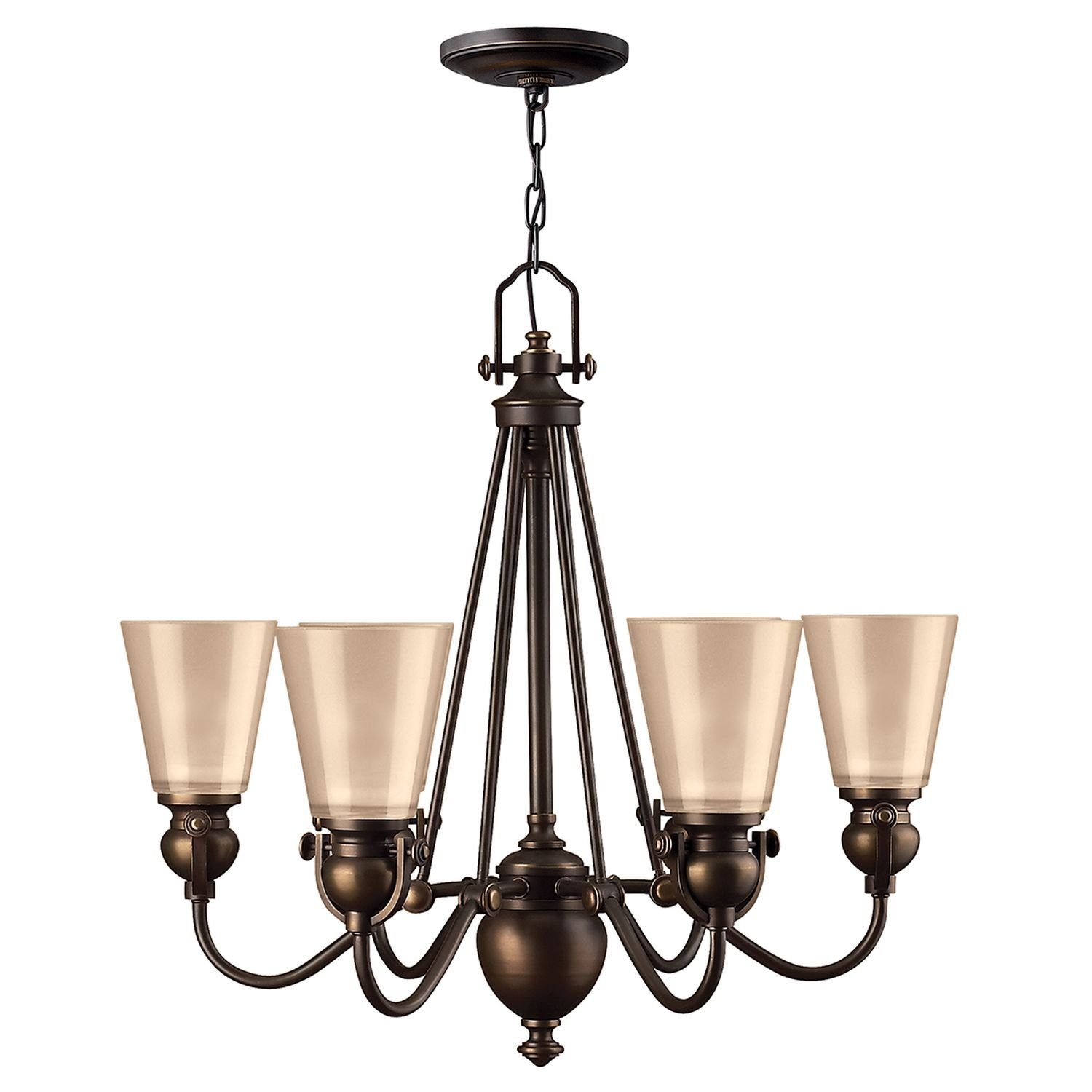 Licht-Erlebnisse Kronleuchter ANABELL 7, ohne Leuchtmittel, Hängelampe E27 Creme Bronze Glas Metall Industrial Pendelleuchte