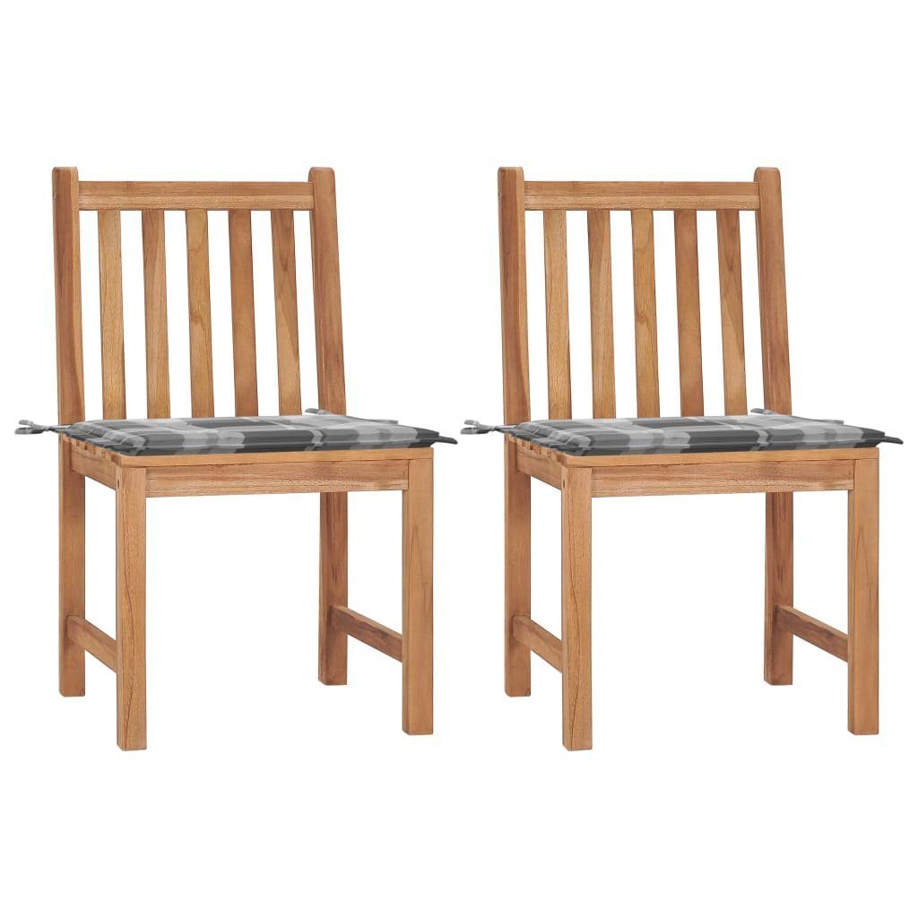 vidaXL Gartenstuhl Gartenstühle 2 Stk. mit Kissen Massivholz (2 St)