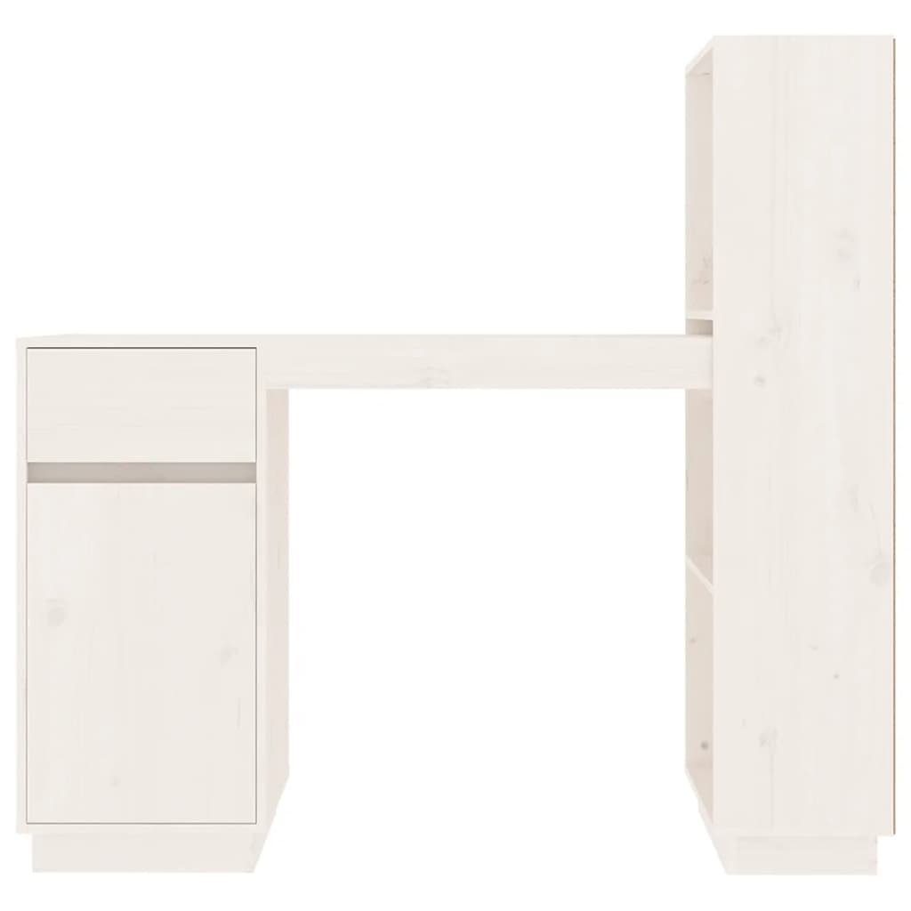 vidaXL Schreibtisch Schreibtisch Weiß | 110x53x117 Weiß Massivholz Weiß cm Kiefer