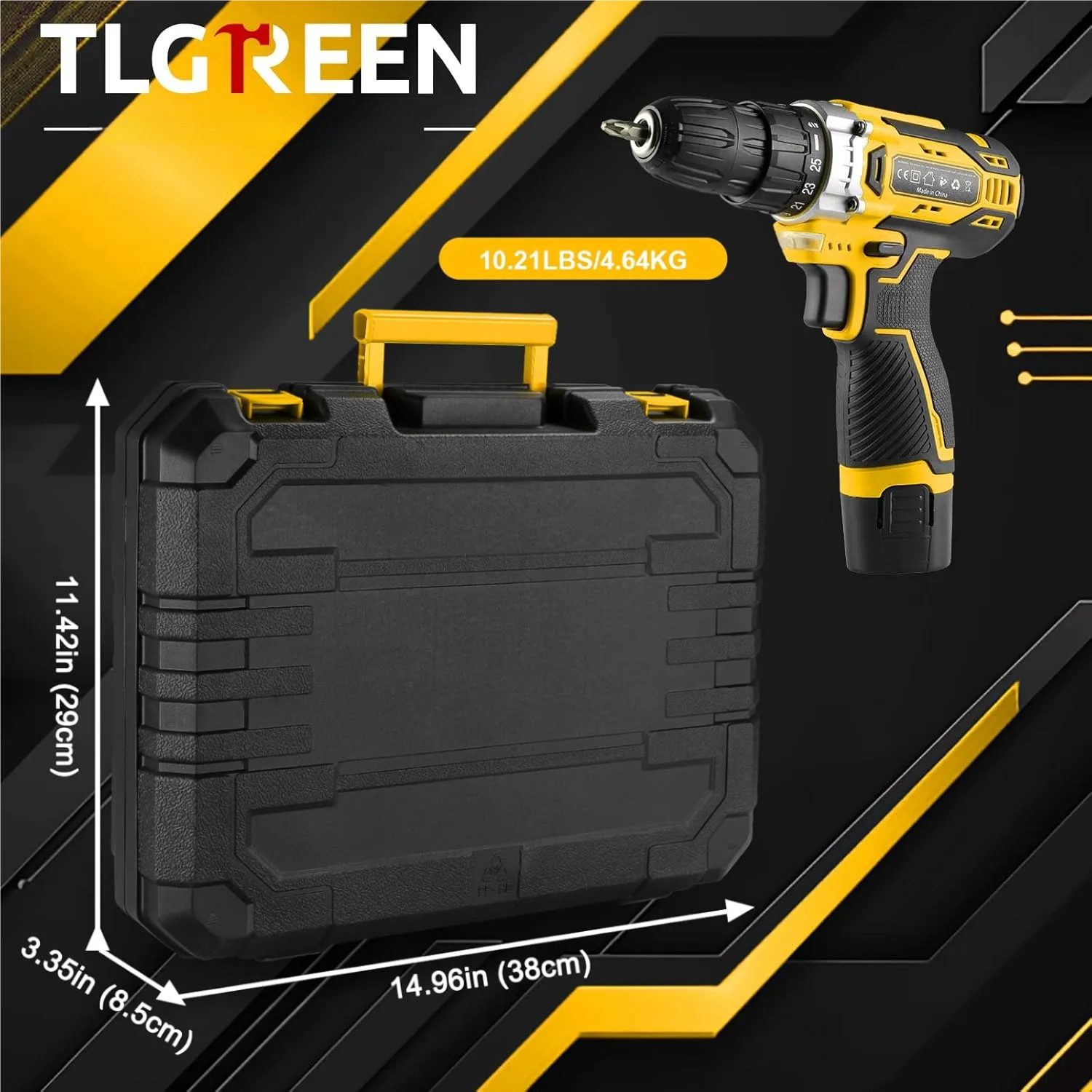 TLGREEN Akku-Bohrschrauber,12V Akkuschrauber Set,Akkubohrer mit 138PCS Werkzeugkoffer, max. 1500 U/min, (Set, 25+1 Drehmomentstufen + 2-Gang-Getriebe, LED Licht), für Holz, Metall & Heimwerkerprojekte