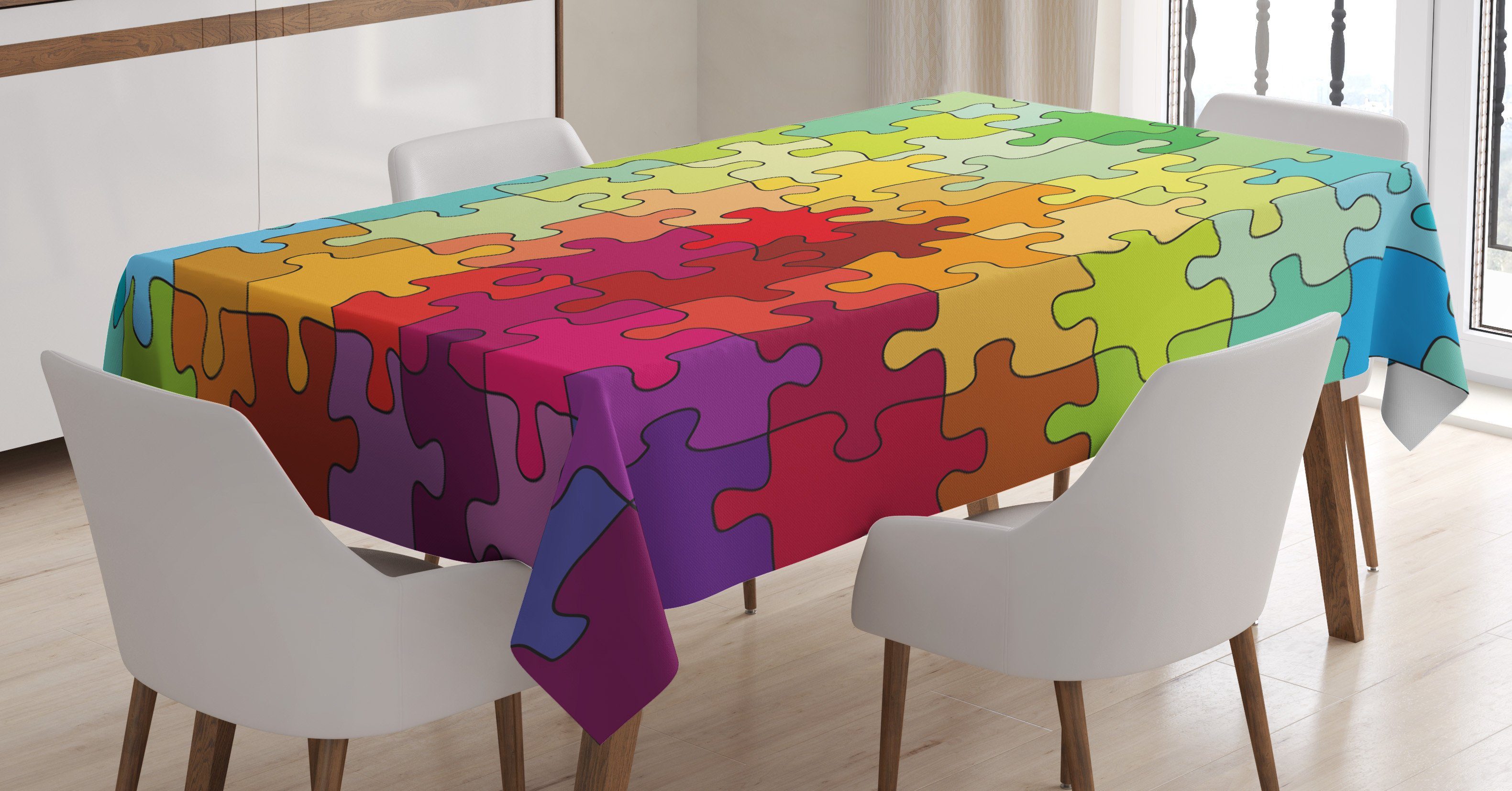Abakuhaus Tischdecke Farbfest Waschbar Für den Außen Bereich geeignet Klare Farben, Abstrakt Farbige Hobby Puzzle | Tischdecken