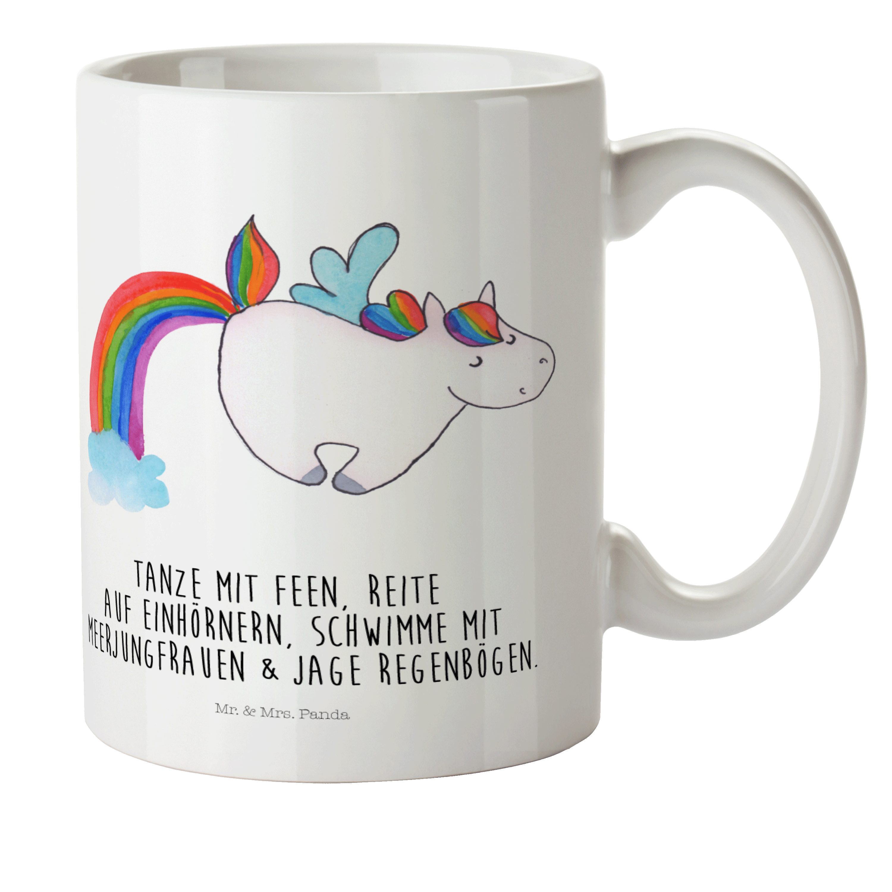 Mr. & Mrs. Panda Kinderbecher Einhorn Pegasus - Weiß - Geschenk, Trinkbecher, Kinder Tasse, Erwachs, Kunststoff, Förderung der Selbstständigkeit