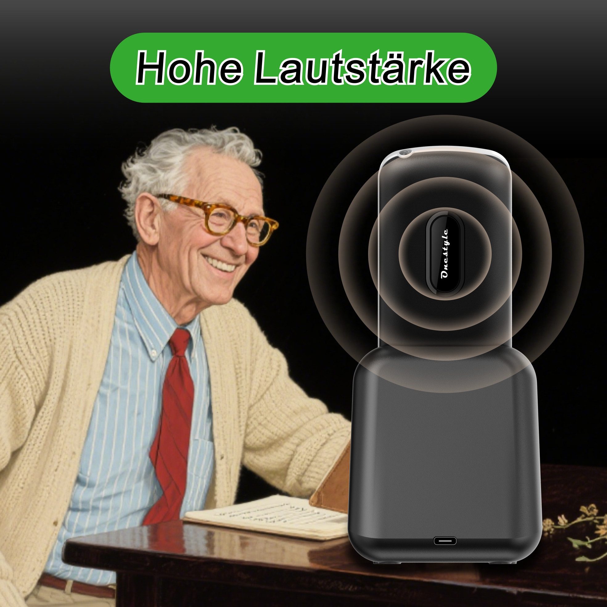 Onestyle Silver II Seniorenhandy mit Ladeschale, DUAL-SIM, großen Tasten Seniorenhandy – Bild 5 von 5