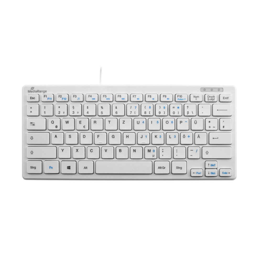 Mediarange Tastatur Compact ultraflach mit Kabel Keyboard QWERTZ weiß MROS113 Tastatur