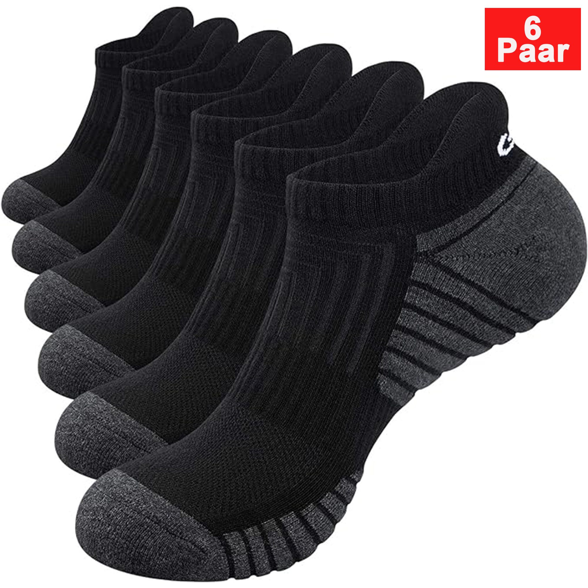 BRAIDOL Носки для кроссовок Носки для кроссовок Короткие носки Herren Damen, Спортивные носки mit Gepolstert (6 Paar Носки для кроссовок Atmungsaktive Baumwolle Kurze Laufsocken Спортивные носки Kurz Halbsocken)