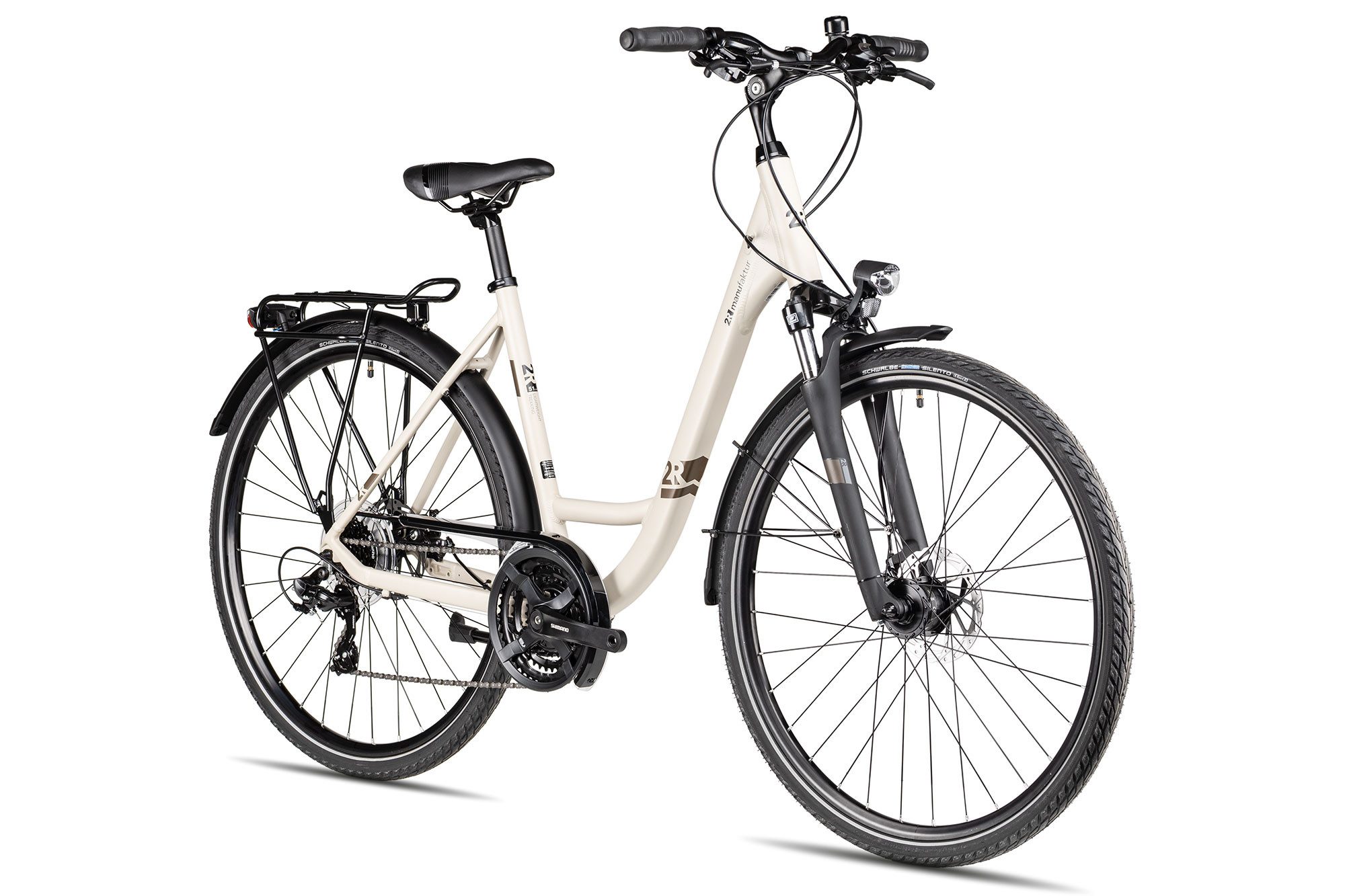 2R Manufaktur Trekkingrad TRS GO Wave, 21 Gang Shimano Tourney RD-TY300-7 Schaltwerk, Kettenschaltung, mechanische Scheibenbremse weiß