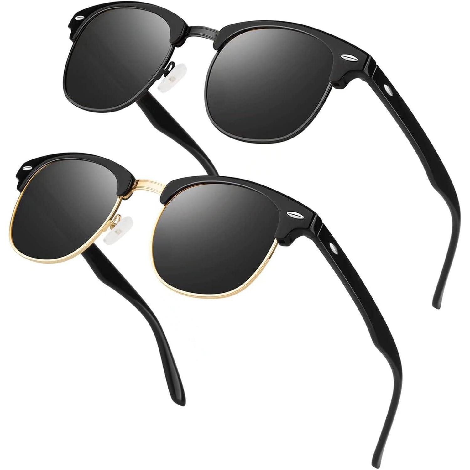 Retrosonnenbrille Polarisierte Sonnenbrille Herren Damen Retro Klassisch UV400 Schwarz