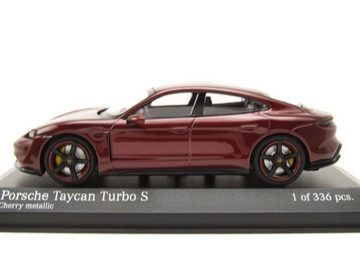 Minichamps Modellauto Porsche Taycan Turbo S 2020 rot metallic Modellauto 1:43 Minichamps, Maßstab 1:43