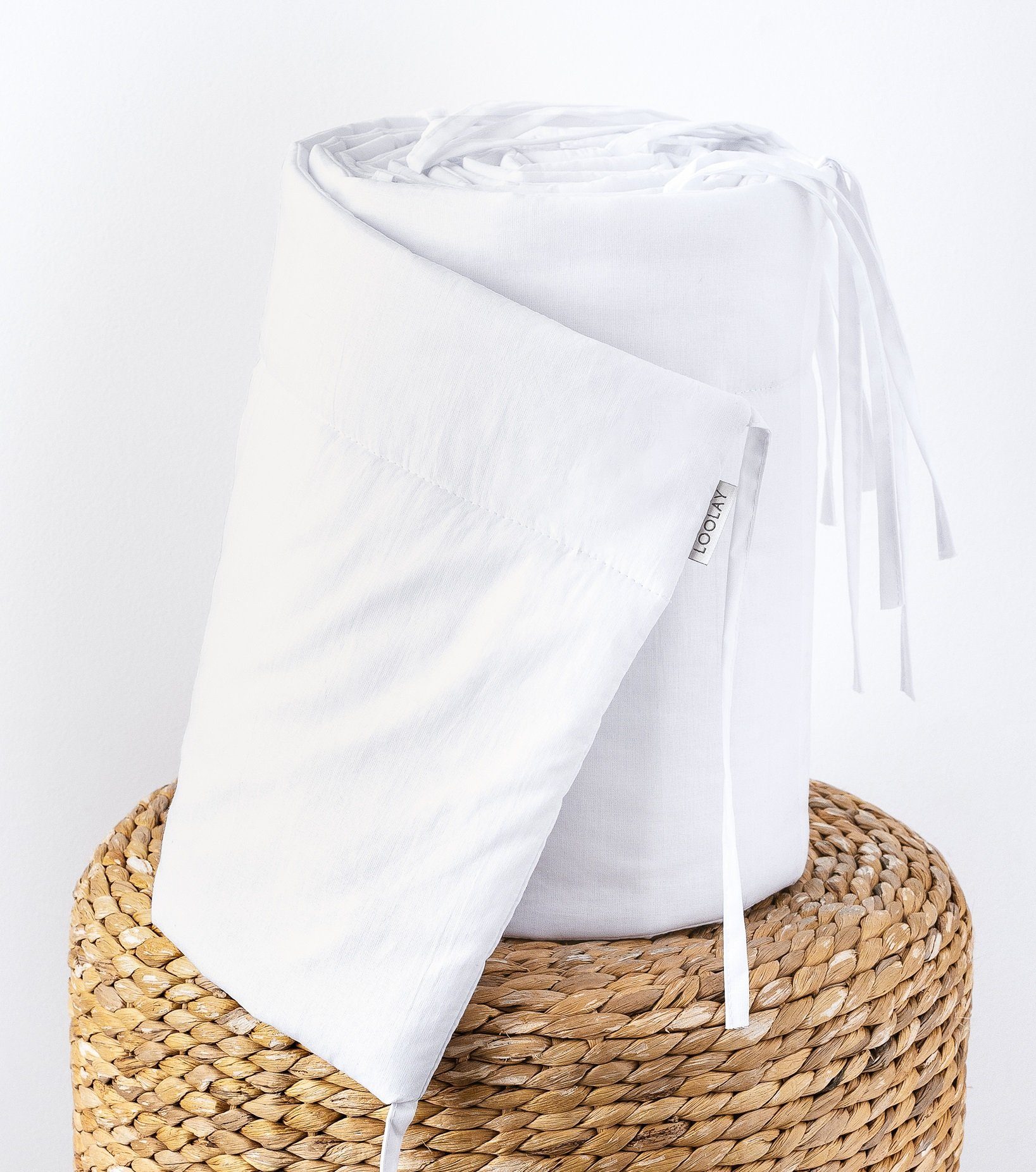 Bettnestchen 100% WEIß BIO-Baumwolle Atmungsaktives Babybett BETTUMRANDUNG
