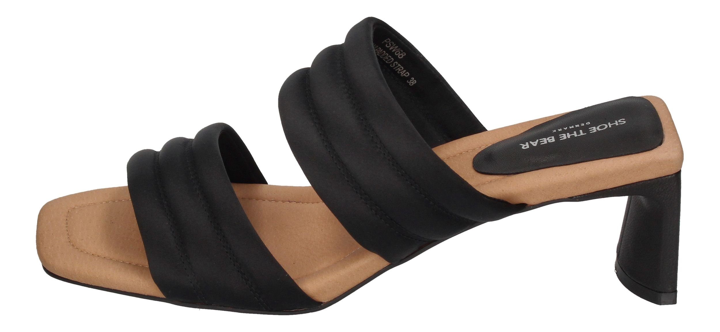 SHOE THE BEAR SYLVI PADDED STRAP Pantolette Black Satin