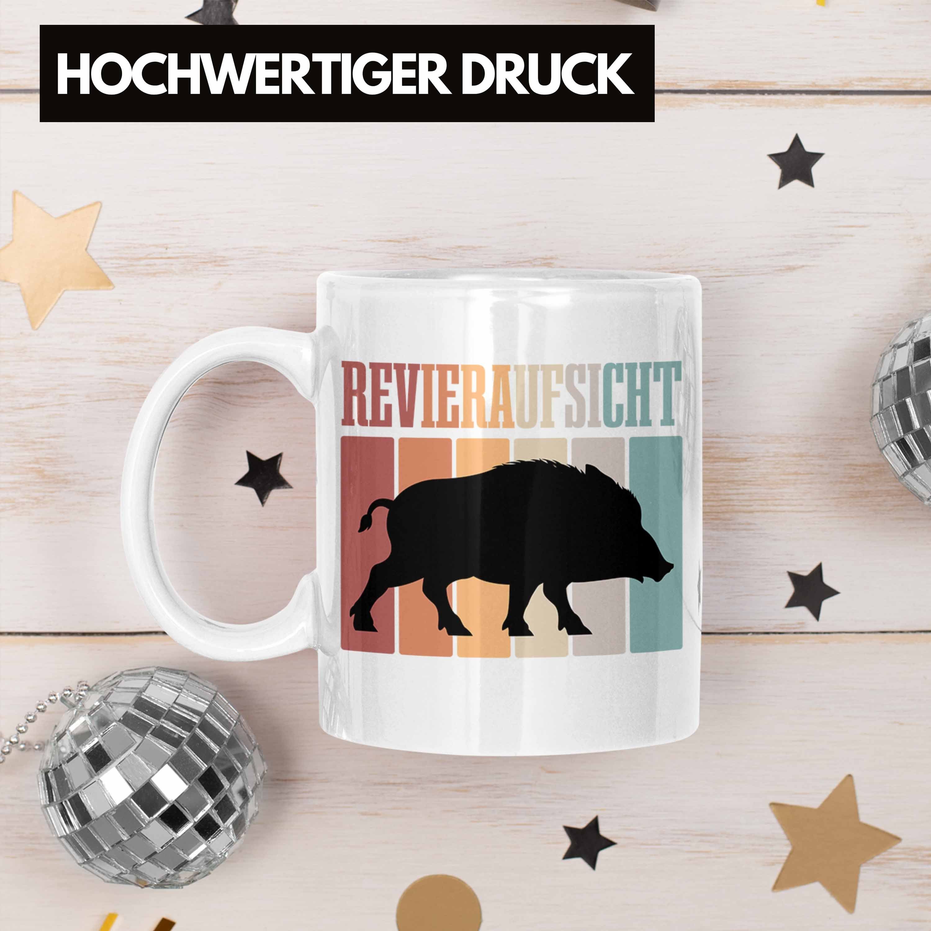 Wildschwein für Trendation Jäger Weiss Tasse Geschenkidee Tasse Revieraufsicht Jäger Geschenk