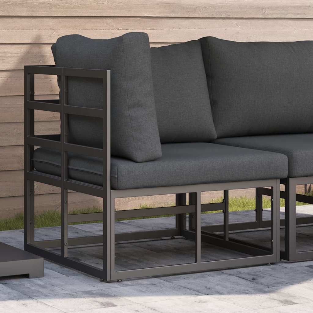 furnicato Garten-Essgruppe Ecksofa 71,5 x 71,5 x 71 cm Schwarz Anthrazit, (1-tlg), Pulverbeschichtete Sitzgruppe mit abnehmbaren Kissen für den Garten