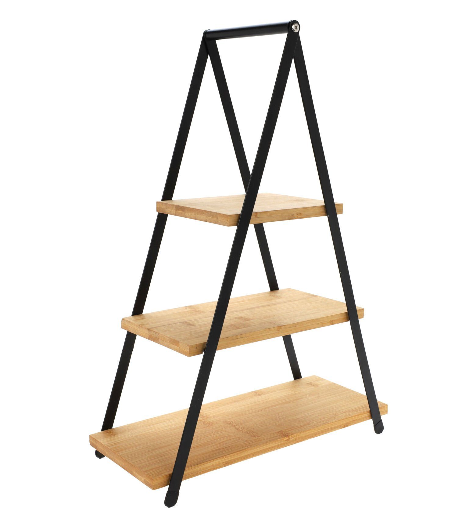 Spetebo Etagere XXL Servier Etagere mit 3 Etagen - 53 x 36 cm, Metall, Holz, (Stück, 1-tlg., Servierständer), Servierständer aus Bambus Holz mit Metall Gestell