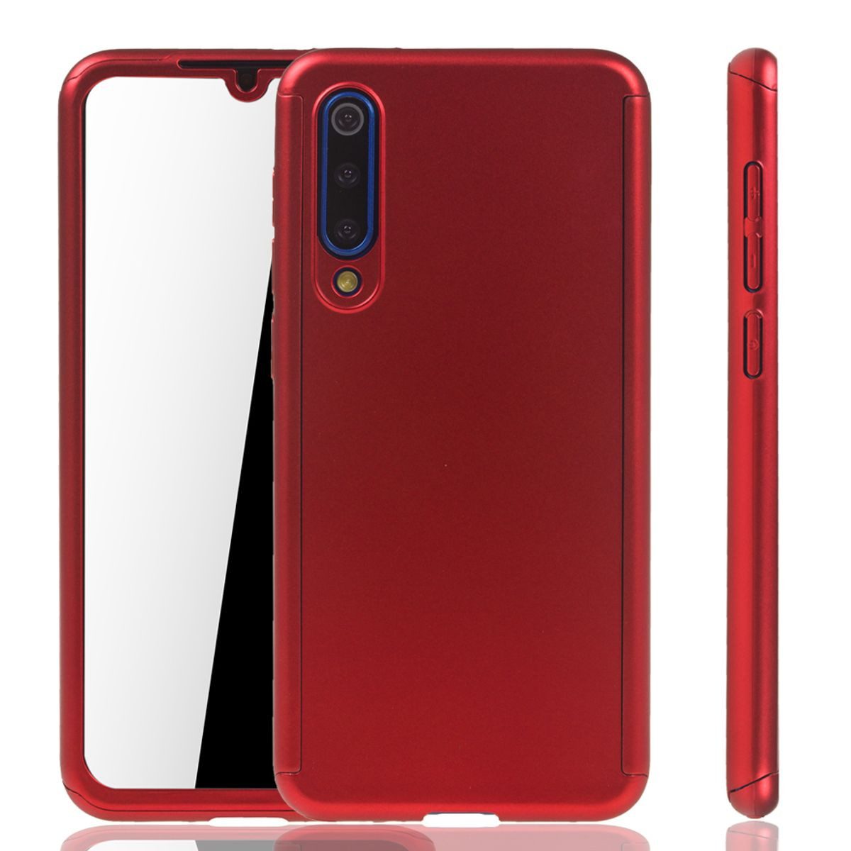 König Design Handyhülle Xiaomi Mi 9 SE, Xiaomi Mi 9 SE Handyhülle 360 Grad Schutz Full Cover Rot