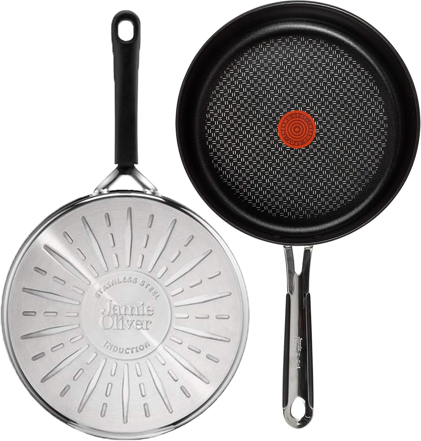 Tefal Schmorpfanne Jamie Oliver E30 Schmorpfanne mit Deckel 24cm ale Herdarten+ Induktion, Edelstahl 18/10 (Pfannen, Pfanne, Bratpfannen Set, Pfannenset, Wok, Wokpfanne, Schmorpfanne), Ohne Fett
