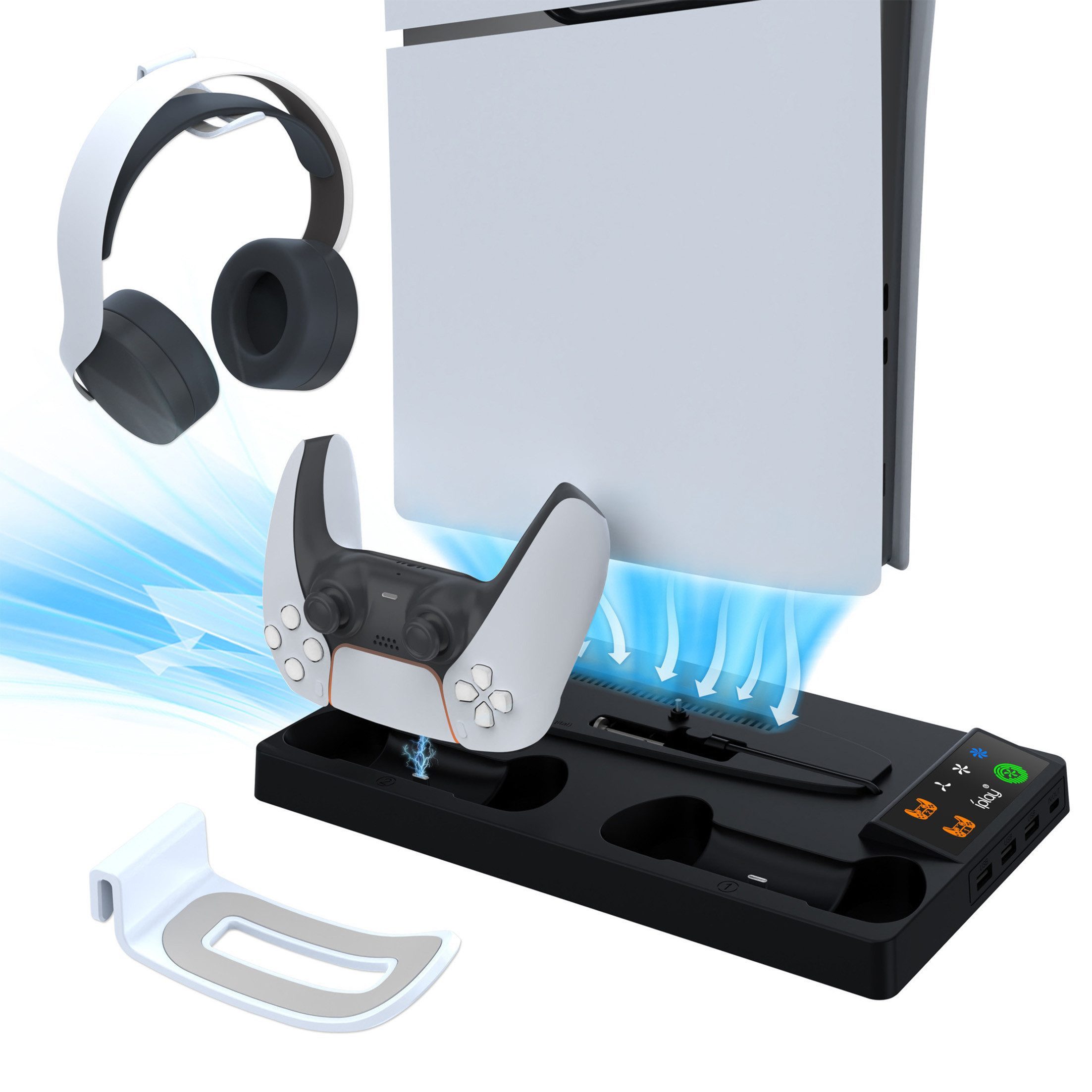 Kühlender Ladestandard für PS5 Pro & Slim,Multifunktions-Ständer Controller-Ladestation