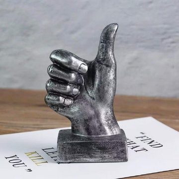 HYTIREBY Skulptur Hand Skulptur Dekor Finger Statue Harz Schreibtisch Dekorationen (1 St), für Zuhause & Büro - Daumen hoch Skulptur