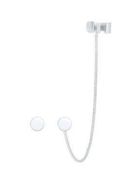 Elli Paar Ohrstecker Stecker Earcuff Klemme Rund Plättchen 925 Silber, Plättchen, Geo