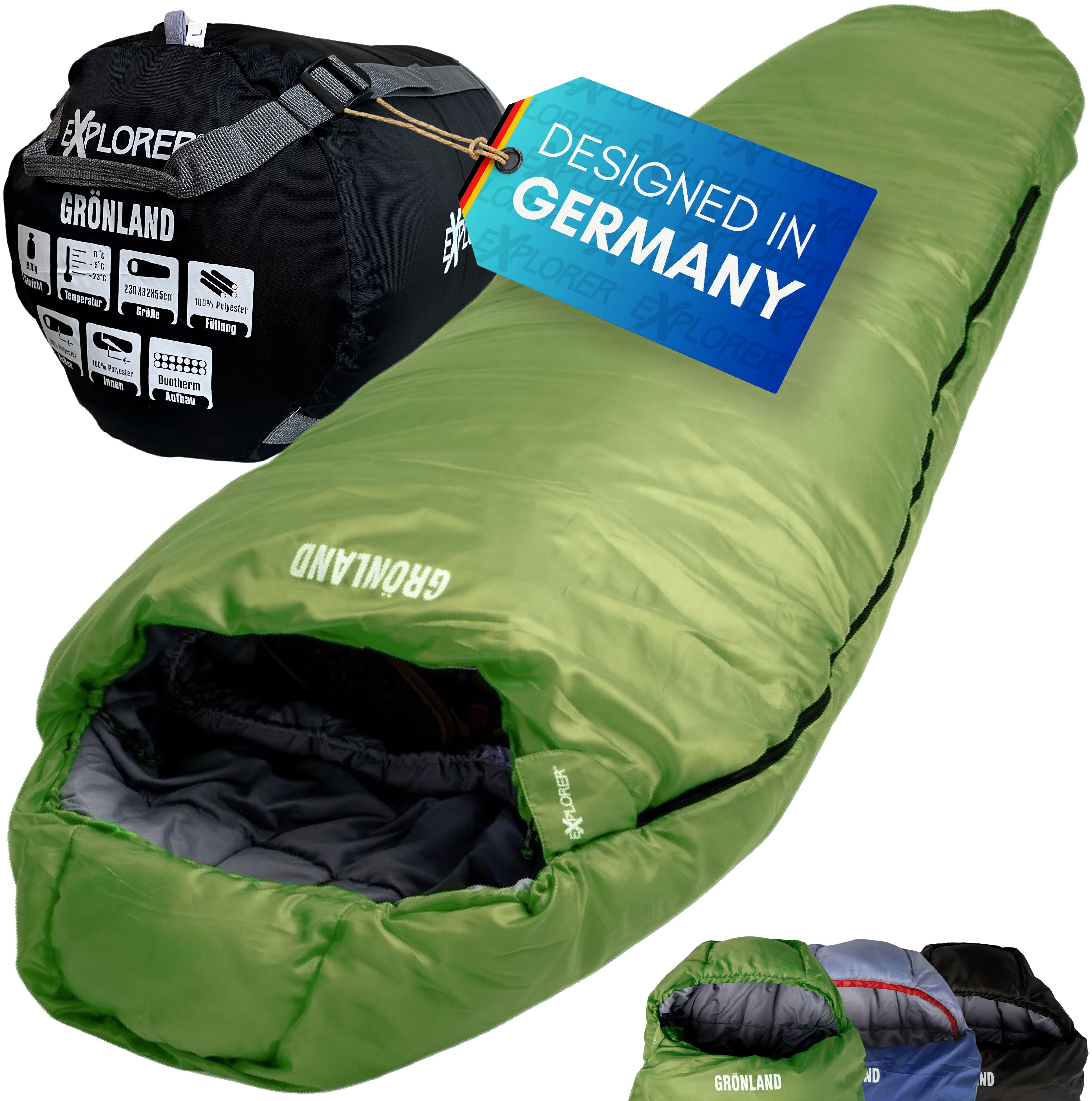 EXPLORER Mumienschlafsack Grönland Camping Schlafsack 230x82x55cm günstig online kaufen