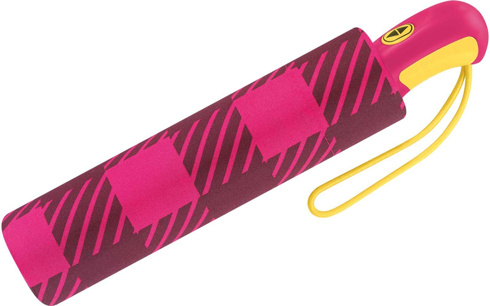 Esprit Taschenregenschirm in schöner Farben klassisches Schirm Auf-Zu pink Damen Automatik, modischen für mit Design