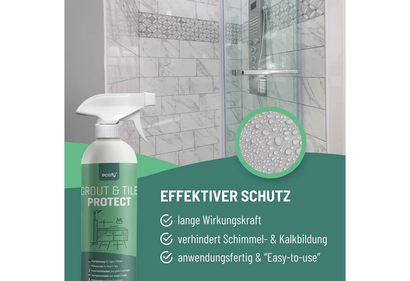 Thumbnail - eco:fy Fliesen & Fugen Imprägnierung Imprägnierspray (1 St), Starker Schutz vor Wasser, Schimmel und Schmutz