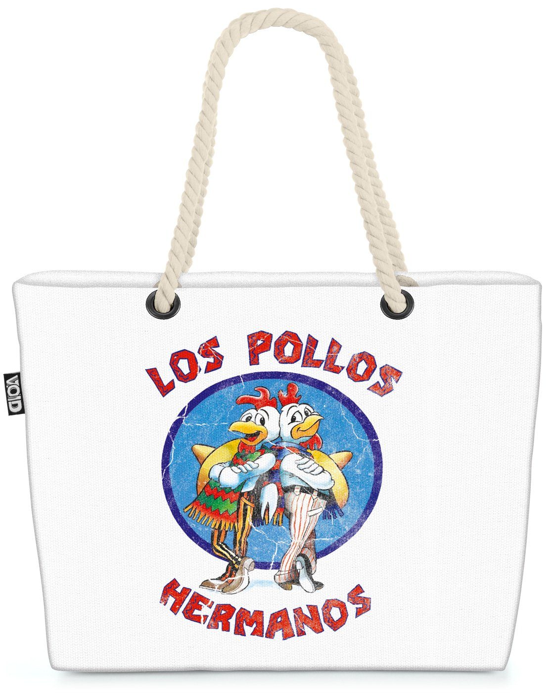 VOID Strandtasche (1-tlg), Los Pollos Shopper Beach Bag bad walter breacking chicken weiß
