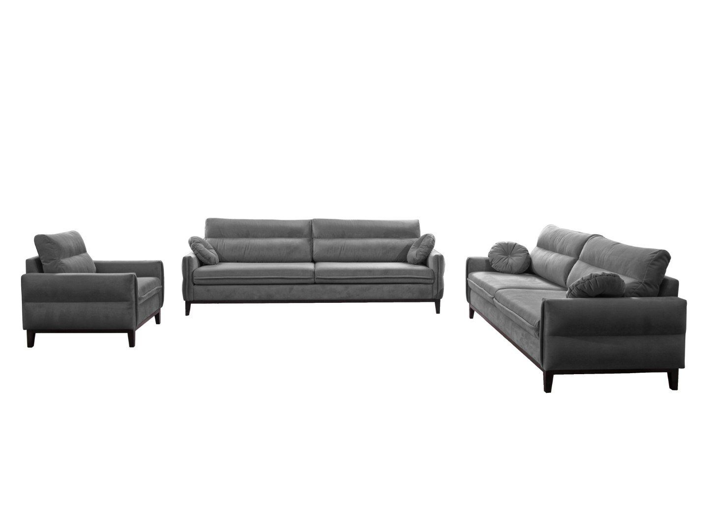 MOEBLO Polstergarnitur ESTELA 3+2+1, (Stoff Samt (Velour) Glamour Wohnlandschaft Sofa Couch Garnitur, Polstermöbel-Set Ohrensofa 3 Sitzer, 2 Sitzer und Sessel)