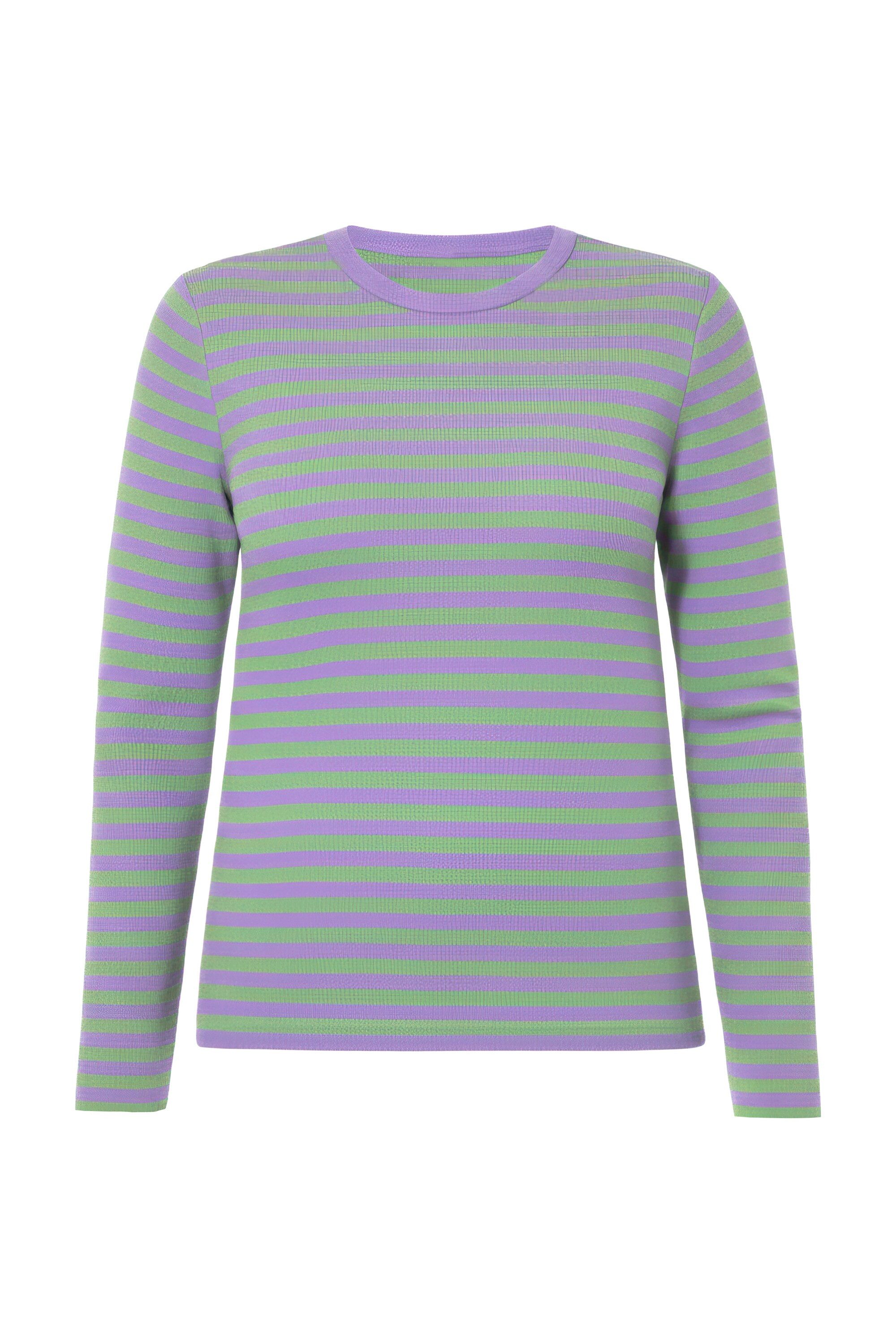 Studio Untold Longsleeve Shirt Slim Shape Ringel Rippjersey Langarm günstig online kaufen
