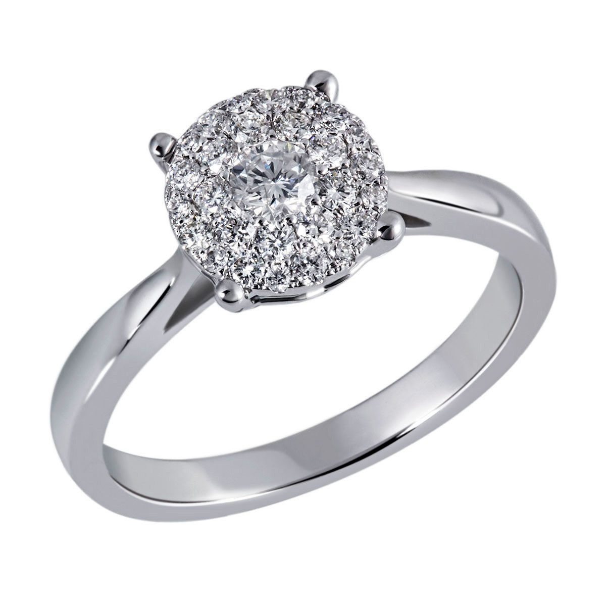 Joyes Boutique Goldring JB Damenring 585 14 Karat Weiß 28 Brillanten 0,42ct. SI H 58 mm (Made in Germany, inkl. Etui, Zertifikat u. Garantie, JB)