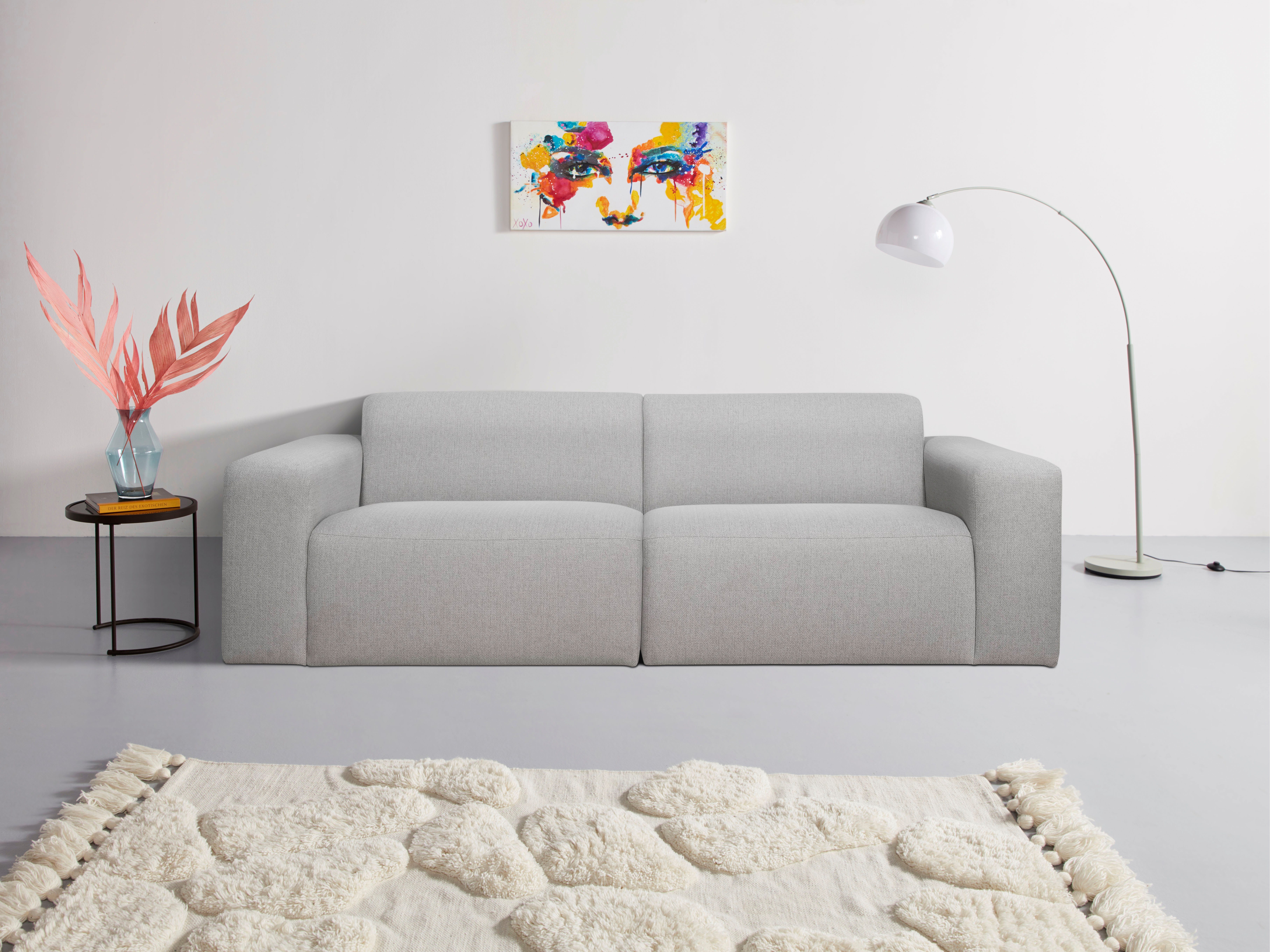 INOSIGN 3-Sitzer Koa, 228 cm, Modulsofa in Webstoff, Cord, Struktur, Designsofa, weicher Lounge-Sitzkomfort, Welleunterfederung, bodentief