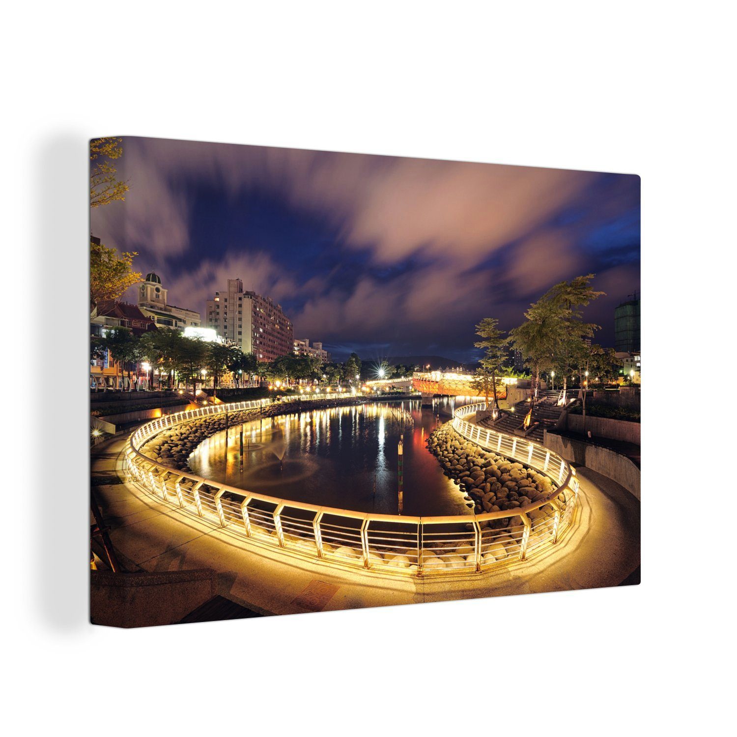OneMillionCanvasses® Leinwandbild Wandbild Taiwan, Wolkenformationen 30x20 Aufhängefertig, dem St), Love River Leinwandbilder, cm über Wanddeko, (1 in