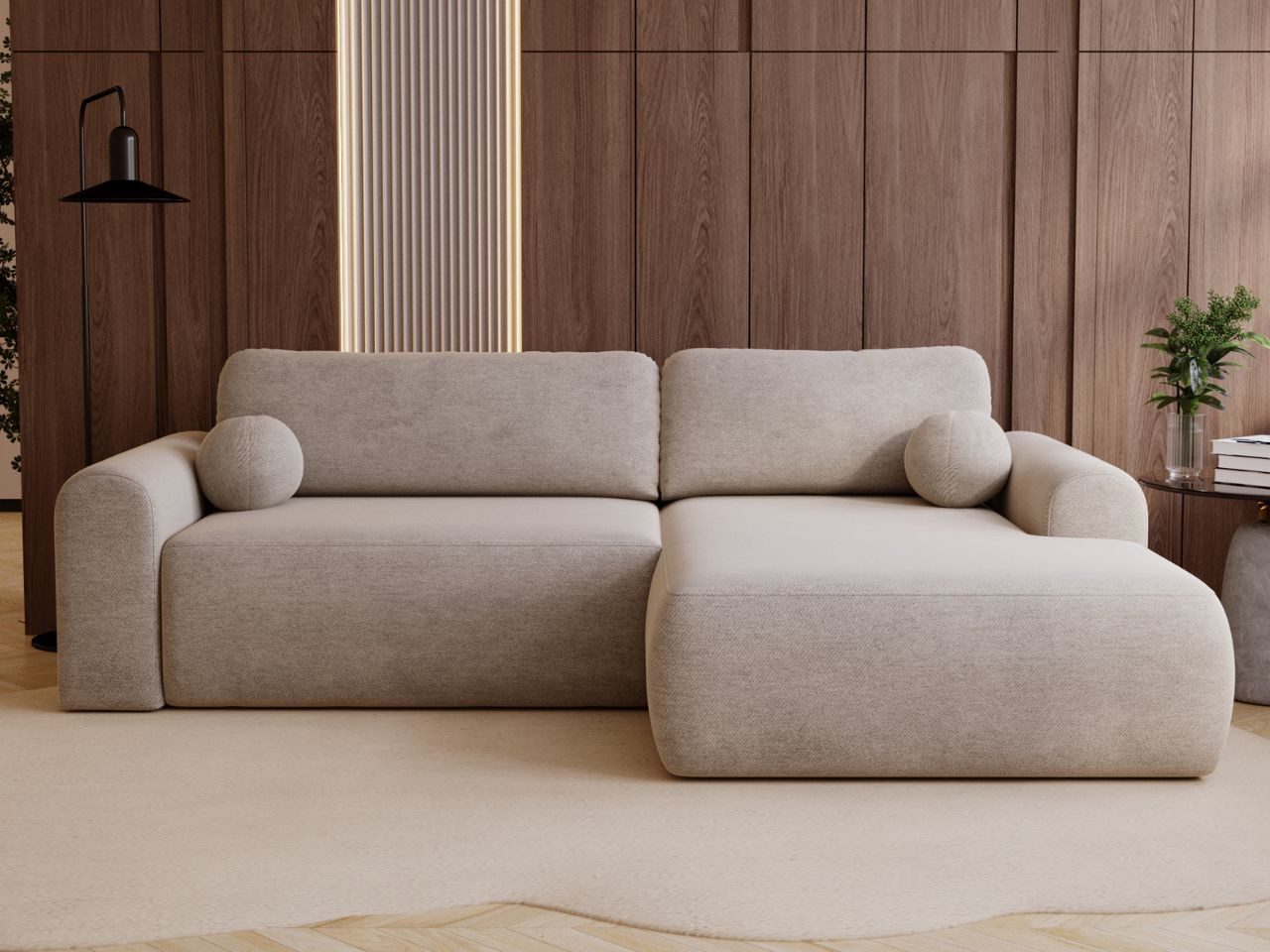 GrainGold Ecksofa L-Form Savana L, Set, DL-Mechanismus, Wellenfederkern, Schlaffunktion, Bettkasten