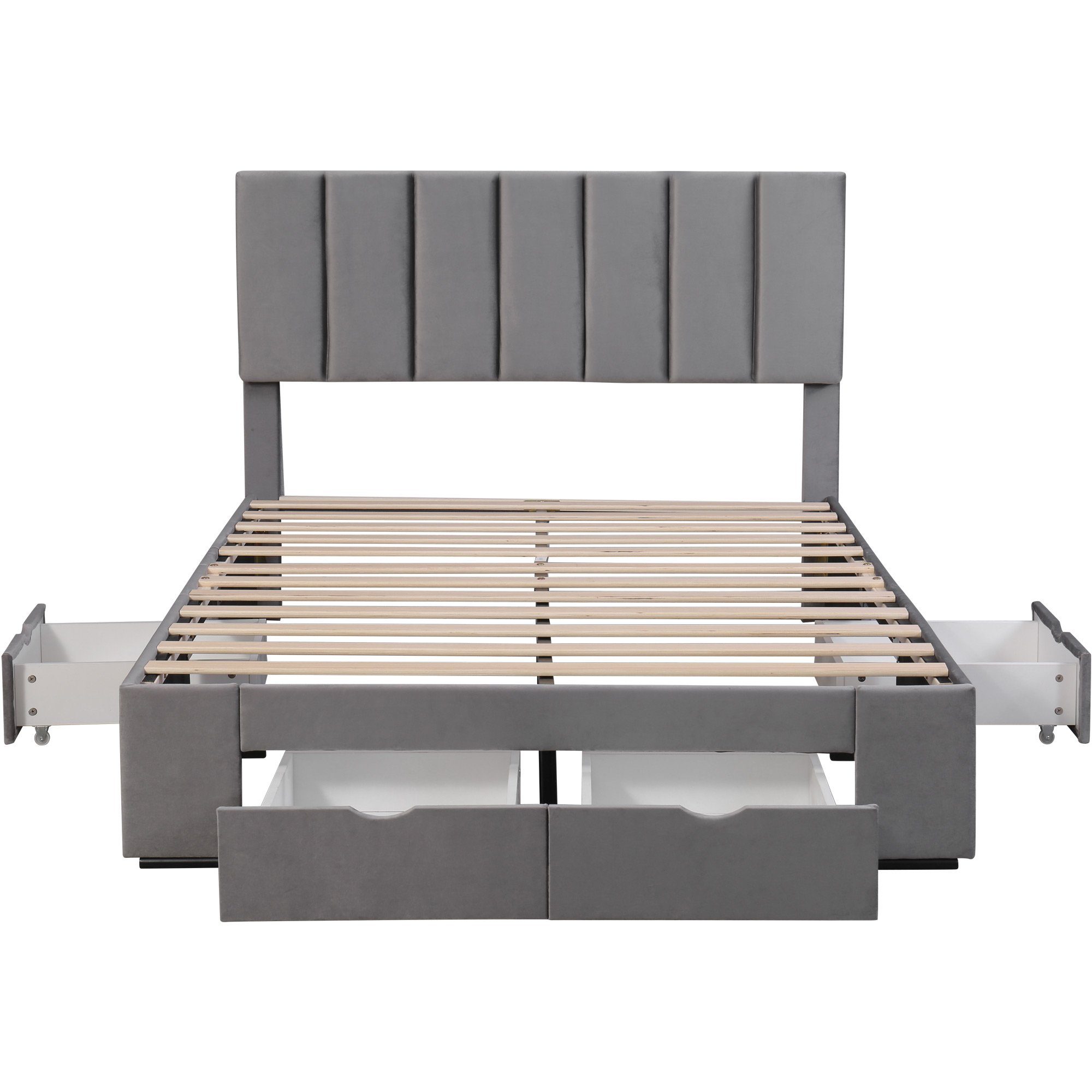 OKWISH Polsterbett Doppelbett Stauraumbett Bett mit Lattenrost (Mit 4 Schub günstig online kaufen
