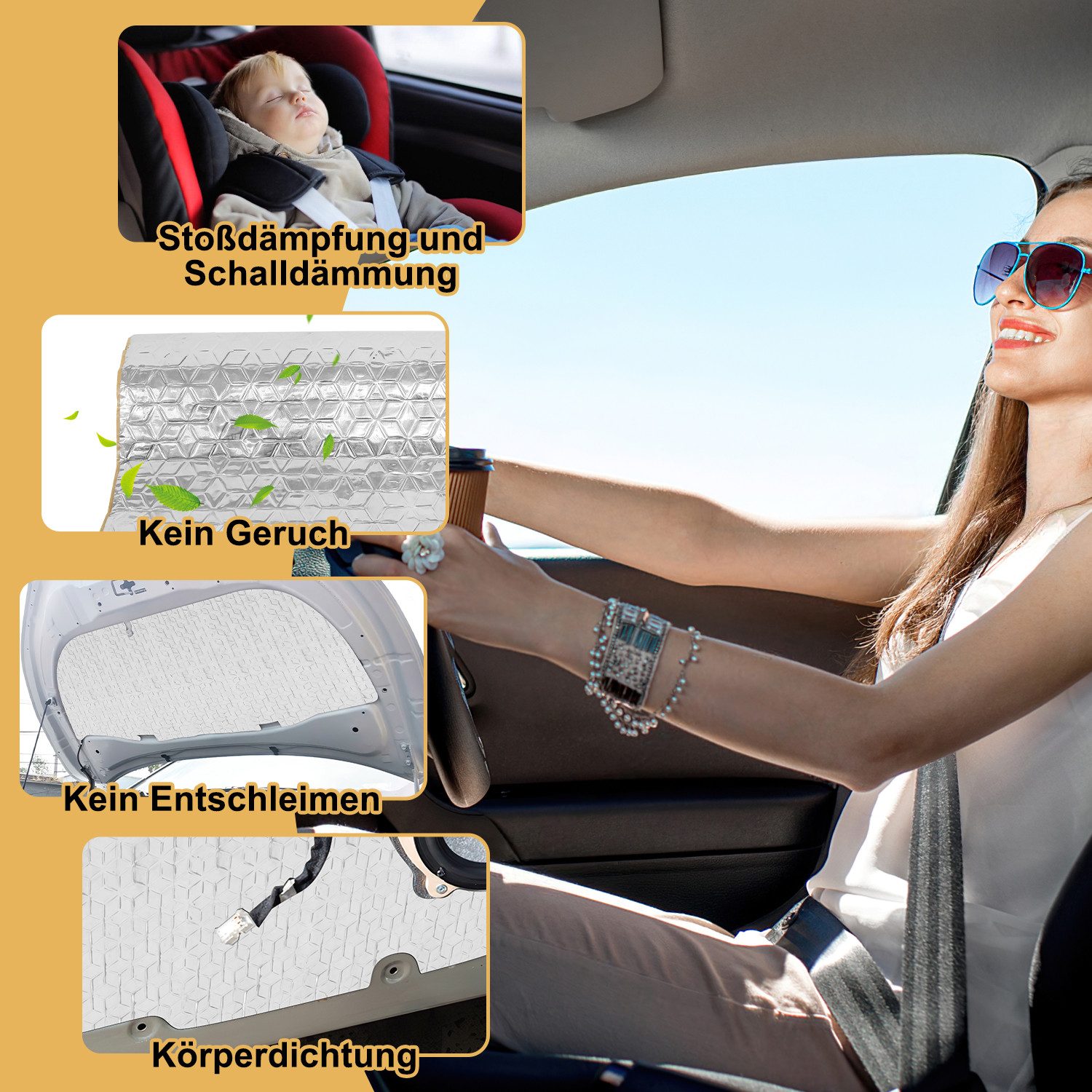 Clanmacy Dämmplatte 200x50cm Dämmmatte Selbstklebend Matte Schalldämmung Anti Dröhn Matte