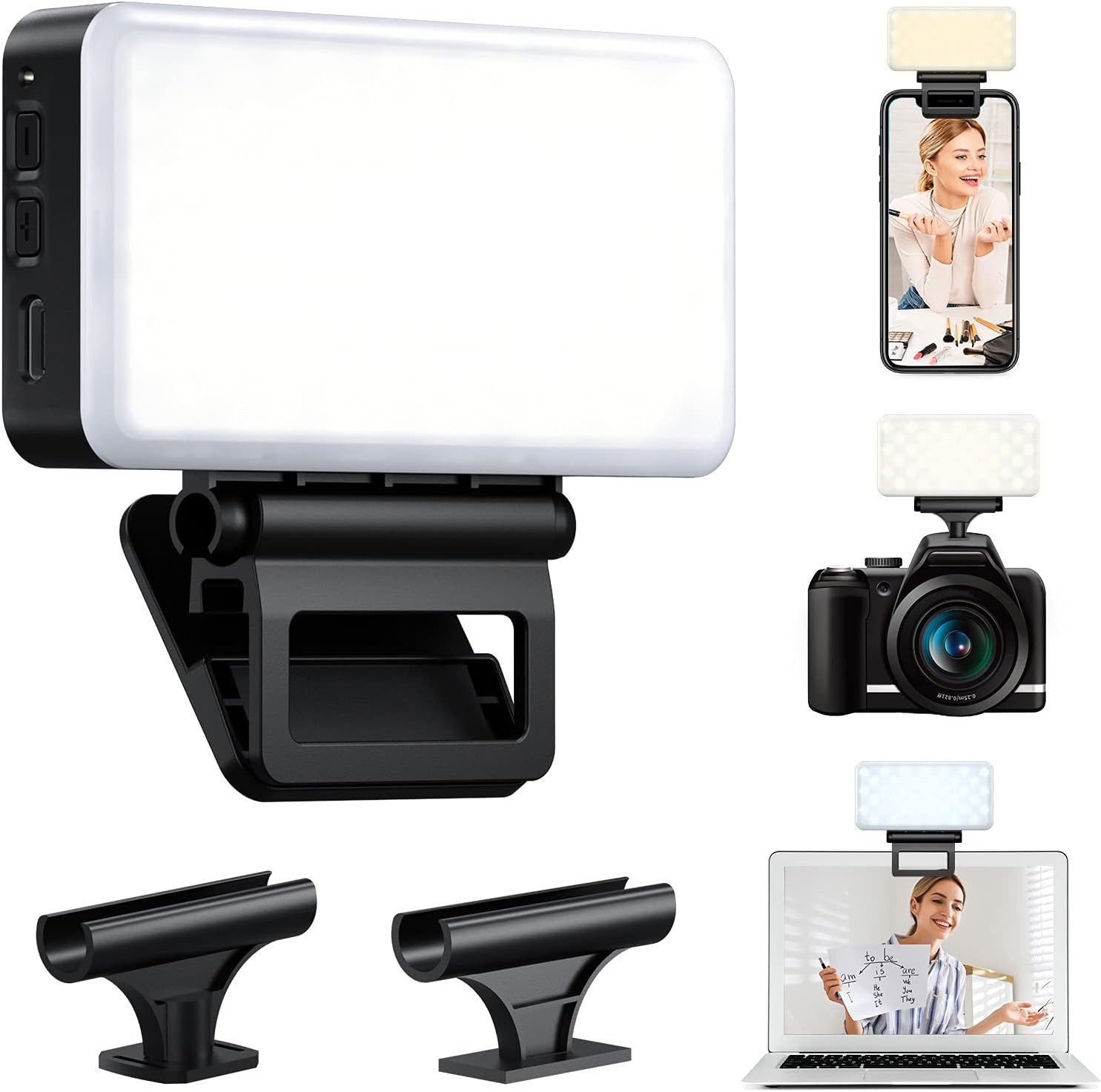 Ophy Videoleuchte Mini LED Videoleuchte (zweifarbig, wiederaufladbar), tragbare Kameraleuchte für Foto, Video & Videokonferenzen