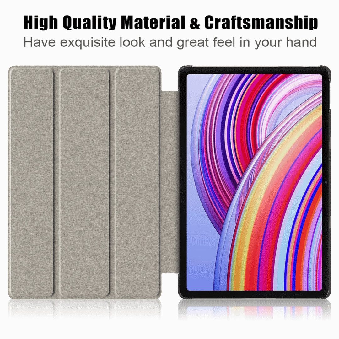 SmartUP Tablet-Hülle für Xiaomi Redmi Pad Pro Tasche Smart Cover Case Klapphülle Schutzglas 12.1 Zoll, integrierte Standfunktion, integrierter Magnetverschluss