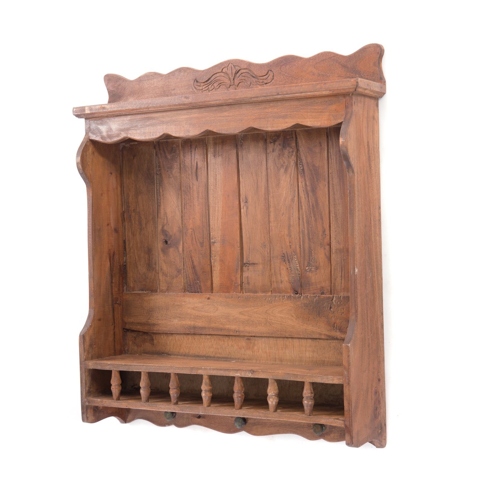 DESIGN DELIGHTS Wandregal WANDREGAL "COTTAGE", Altholz massiv Holz, 76 cm, antikes Küchenregal
