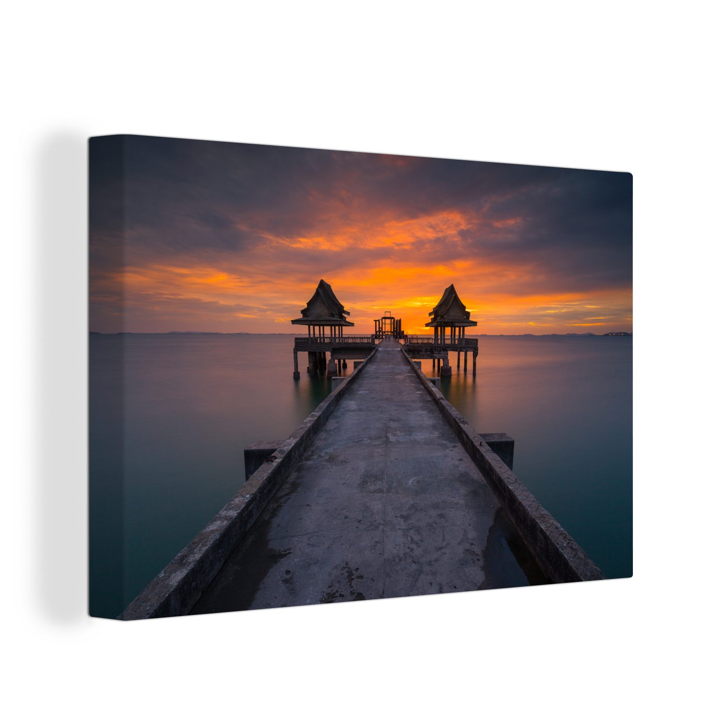 OneMillionCanvasses® Leinwandbild Sonnenuntergang in Thailand Fotodruck, (1 St), Wandbild Leinwandbilder, Aufhängefertig, Wanddeko, 30x20 cm