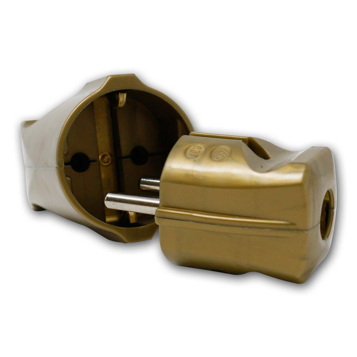 world-trading-net Euroflachstecker SET Standard Stecker & Kupplung golden, 250V/16A