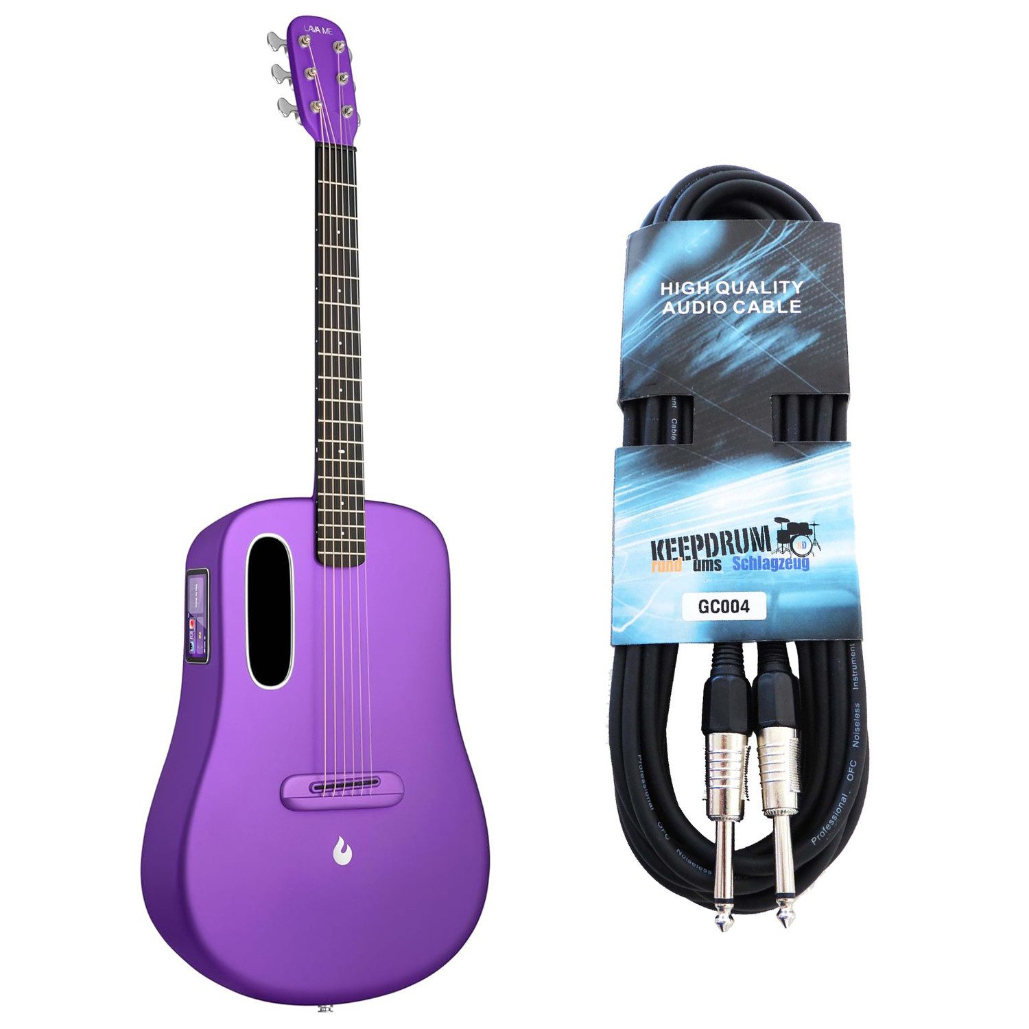 Westerngitarre Lava Music Gitarre ME 4 38 Zoll Lila mit Kabel