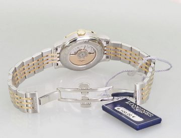 LONGINES Automatikuhr Swiss Made L23215597 Record Damen Uhr 18 Karat Rosegold Diamanten, 18 Karat 750 Roségold, Lünette mit 60 Diamanten