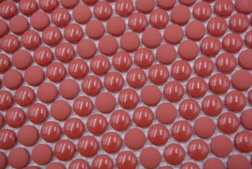 Mosani Mosaikfliesen Glasmosaik Knopfmosaik rot glänzend matt Duschboden Duschwand