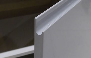 Feldmann-Wohnen Winkelküche Avellino, 290x305x243cm eiche artisan / Acryl weiß matt - Acryl stone grey matt