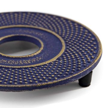 teayumi Kannenuntersetzer ARARE Tetsubindai Kannenuntersetzer Ø 13,5 cm Blau Gold, rustchfeste Füße