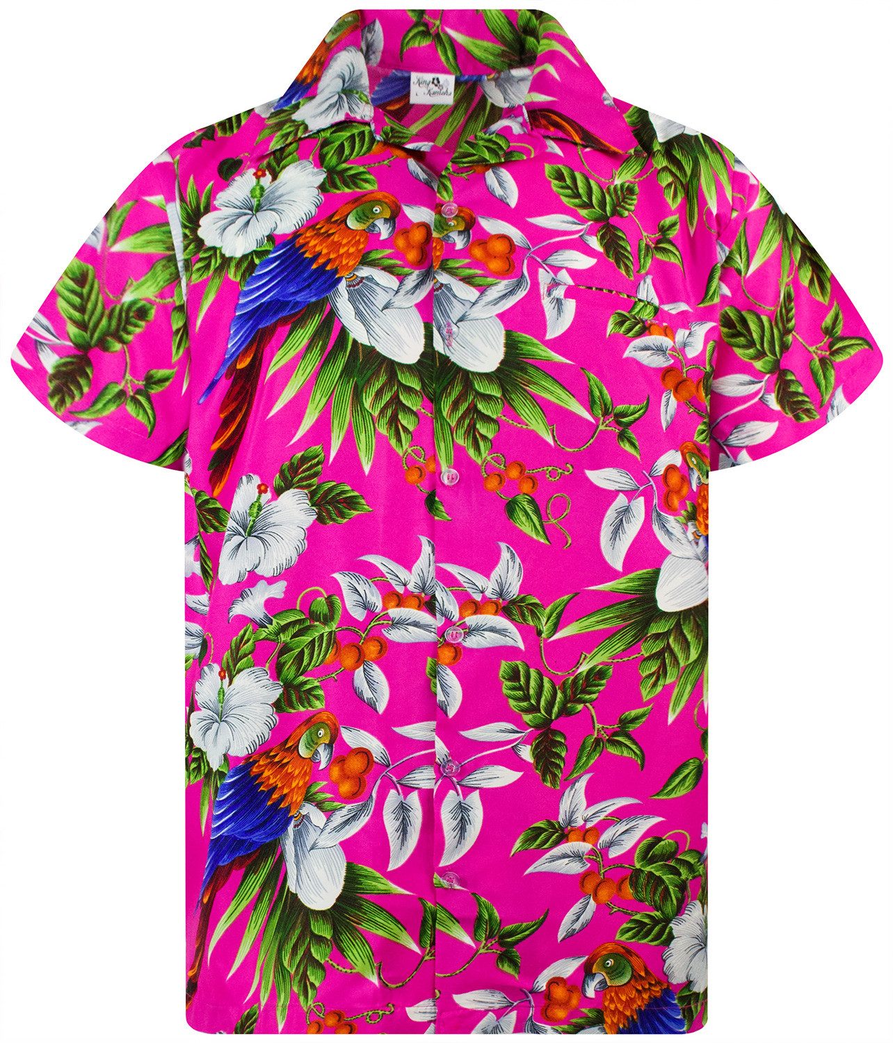 King Kameha Hawaiihemd Cherry Parrot Funky Hawaii-Hemd Herren Kurzarm Front günstig online kaufen