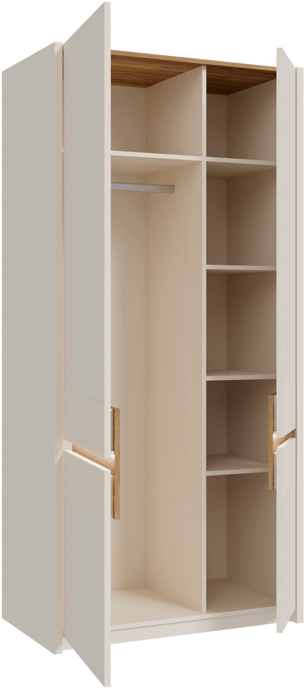 FORTE Garderobenschrank Oak Squere, Schrank, Stauraum, Kleiderstange inklusive (B/H/T ca. 95,3x197,9x52 cm) B/H/T 95,3/197,9/52cm 2türig