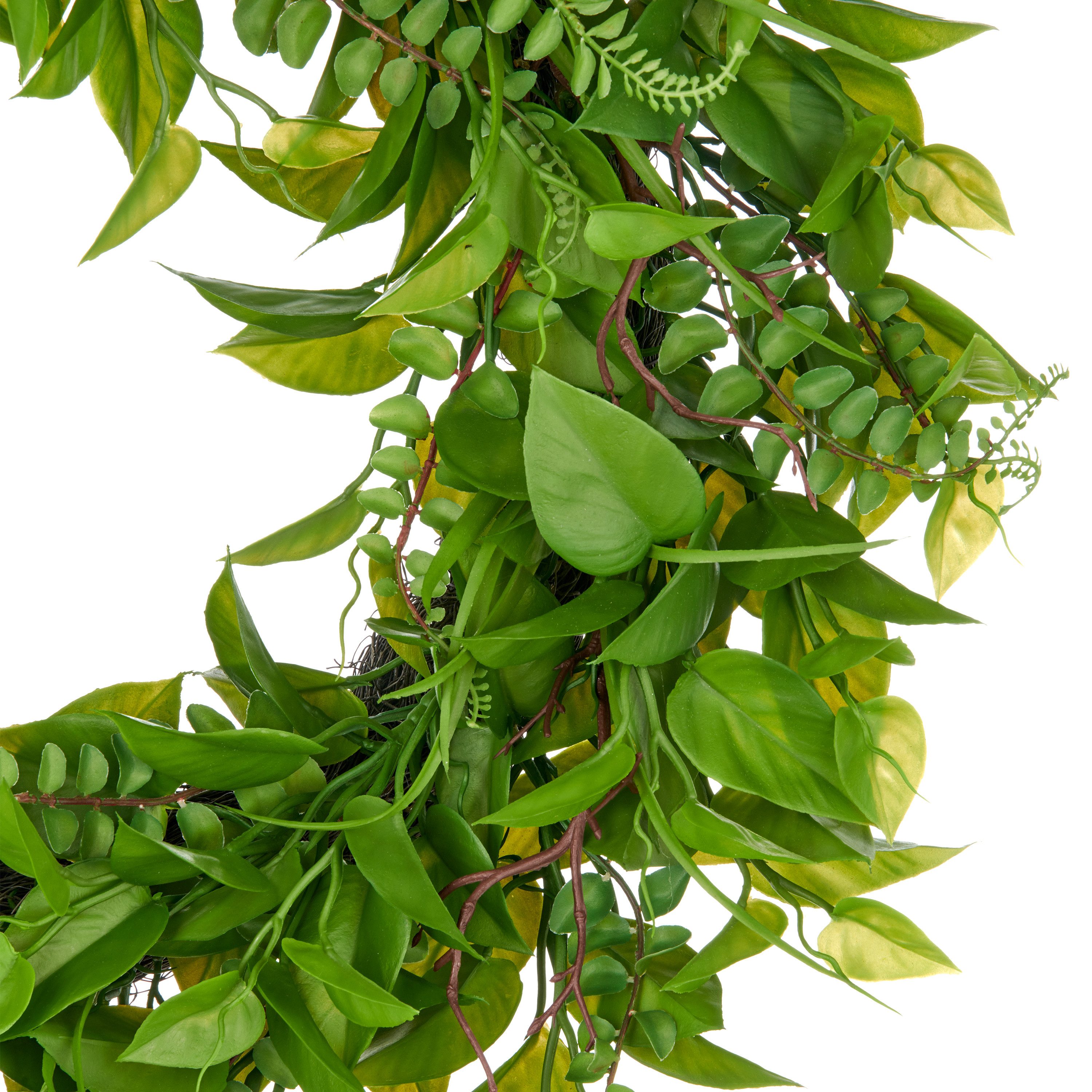 Kunstkranz Kranz mit Blättern, Creativ green, Höhe 8 cm, mit detailgetreuen Blatt- und Farnzweigen