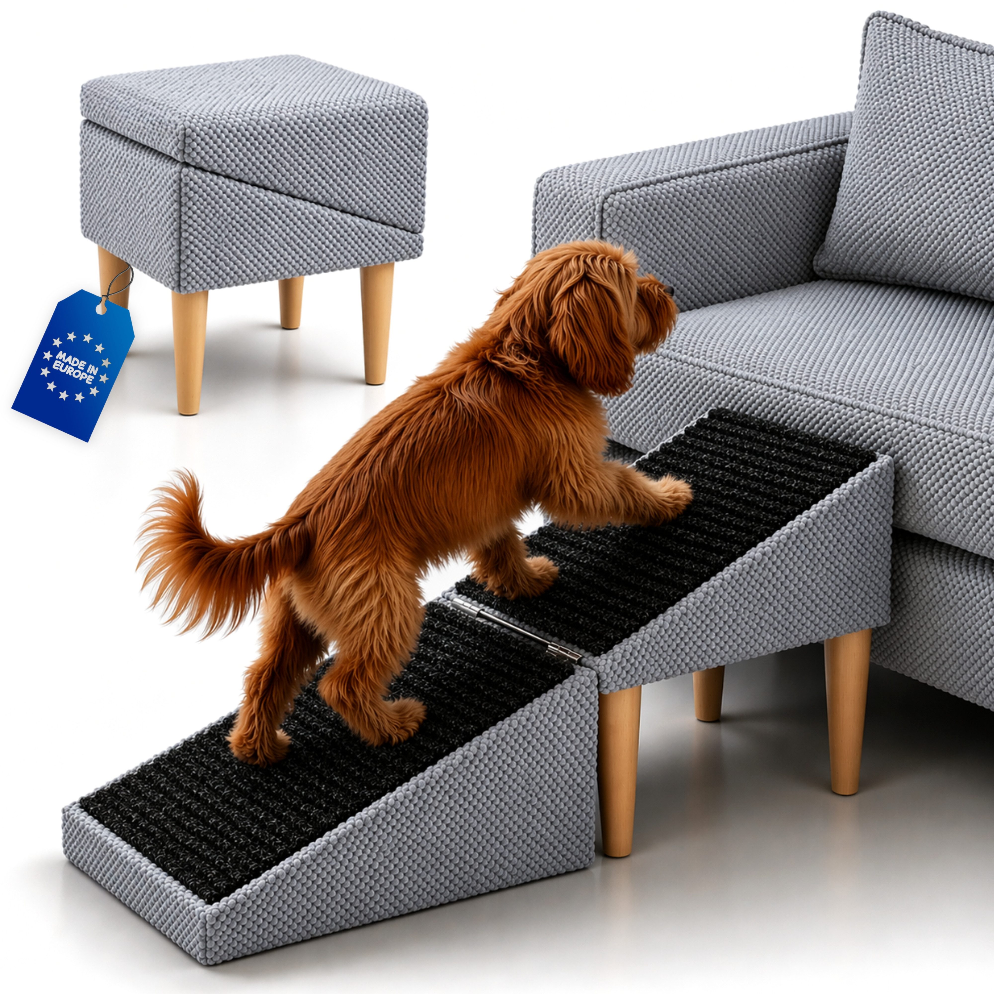 Outentin Haustiertreppe Hundetreppe klappbar mit Polster - Hunderampe Sofa Bett Katze (100 kg Belastbarkeit 2-in-1 Funktion 72x36x36 cm, 16 Farben, 1-St., Rutschfeste Oberfläche, Gelenkschonend, Pflegeleicht, Für Innenbereich)