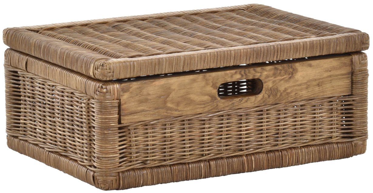 Krines Home Aufbewahrungskorb Flacher Korb mit Deckel Rattan geflochten Reg günstig online kaufen